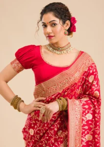 red silk saree 